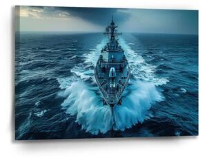 Sablio Obraz Válečná loď prorážející oceán - 90x60 cm