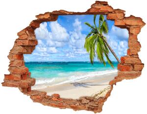 Díra 3D ve zdi nálepka Tropická pláž nd-c-178941765