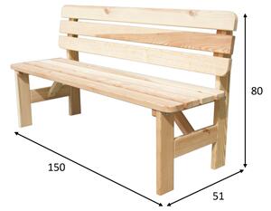 VIKING zahradní lavice dřevěná PŘÍRODNÍ - 150 cm