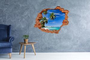 Díra 3D ve zdi nálepka Tropická pláž nd-c-32258072