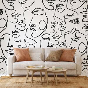 Fototapety Abstraktní tváře černá barva, Fototapety minimalismus, w04121 : uwalls.cz