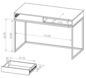 OLIER b | psací stůl OL-01 | 120 cm | bílá/artisan
