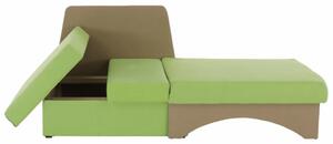 Rozkládací křeslo KUBOŠ — zelená/béžová látka, levá, nosnost 150 kg