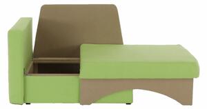 Rozkládací křeslo KUBOŠ — zelená/béžová látka, levá, nosnost 150 kg
