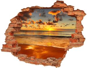 Díra 3D ve zdi na stěnu Západ slunce pláž nd-c-40275478