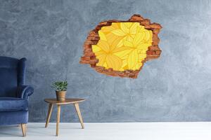 Nálepka 3D díra na zeď Žluté květiny pozadí nd-c-39162100