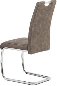 Jídelní židle, potah hnědá látka COWBOY v dekoru vintage kůže, kovová chromovaná HC-483 BR3