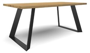 Majstrštych Jídelní stůl Sokol - designový industriální stůl Velikost stolu (D x Š): 140 x 90 (cm), Typ a sukovitost dřeva: Jasan (0 Kč), Barva kovových nohou: Černá mat - RAL 9005 (0 Kč)