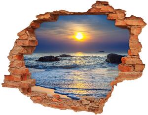 Díra 3D ve zdi nálepka Západ slunce moře nd-c-47734929