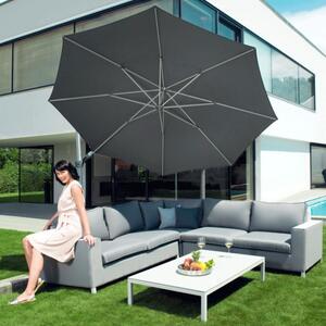 Knirps KNIRPS 340 cm - velký luxusní zahradní slunečník s boční tyčí : Desén látky - Tmavě šedá