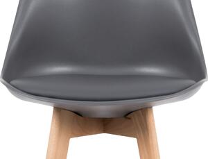 Barová židle, šedá plast+ekokůže, nohy masiv buk CTB-801 GREY