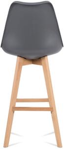 Barová židle, šedá plast+ekokůže, nohy masiv buk CTB-801 GREY