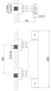 Sapho, KIMURA nástěnná sprchová termostatická baterie, chrom, KU211