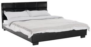 Tempo Kondela Manželská postel s roštem, 160x200, černá ekokůže, MIKEL