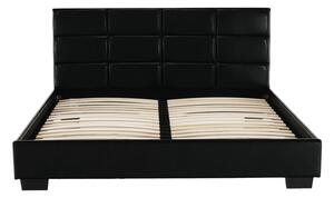 Tempo Kondela Manželská postel s roštem, 160x200, černá ekokůže, MIKEL