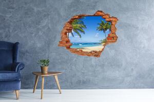 Díra 3D ve zdi nálepka Tropická pláž nd-c-53431750
