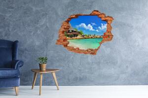 Díra 3D ve zdi na stěnu Seychely pláž nd-c-53907878