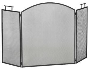HOMCOM Ochranná obrazovka krbu s kovovou sítí, skládací design ve třech dílech, černá, 110 x 24 x 76,5 cm | Aosom
