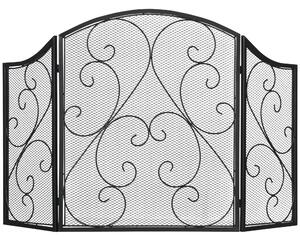 HOMCOM Krbová obrazovka, skládací ochrana před ohněm se 3 panely, obrazovka na ochranu proti jiskrám v vintage designu pro obývací pokoj, kovová, čern