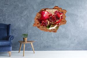 Nálepka 3D díra na zeď Granátové jablko s listmi nd-c-59972943