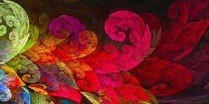 Obraz abstraktní pastelové listy - 100x50 cm