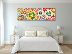 Obraz abstrakce květů - 150x50 cm