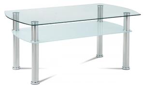 Konferenční stolek čiré sklo / mléčné sklo / leštěný nerez
