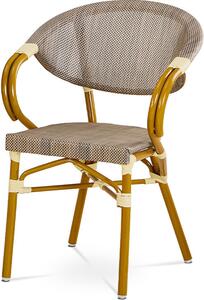 Zahradní židle, cappuccino plastový výplet, kov, zlatohnědý lak AZC-100 CAP