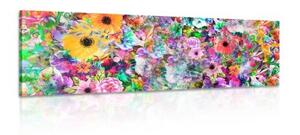 Obraz květiny v pestrobarevném provedení - 150x50 cm