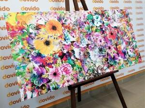 Obraz pestrobarevné květiny - 100x50 cm