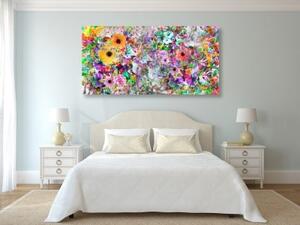 Obraz pestrobarevné květiny - 100x50 cm
