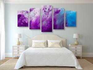 5-dílný obraz kouzelná fialová abstrakce - 100x50 cm