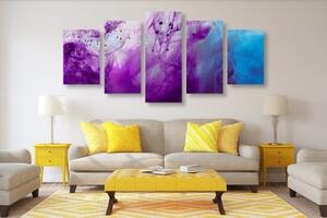 5-dílný obraz kouzelná fialová abstrakce - 100x50 cm
