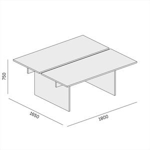 Stůl double SOLID, 1800 x 1650 x 743 mm, bílá