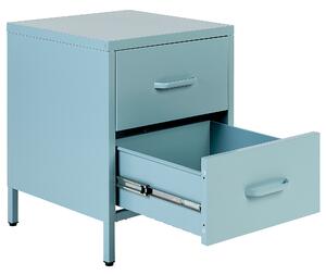 Ocelový noční stolek se 2 zásuvkami světle modrý MALAVI