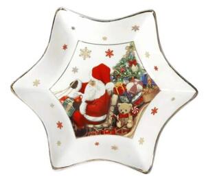 PORCELÁNOVÝ servírovací tác na cukroví CHRISTMAS 21cm Brandani (barva - bílá s motivem)