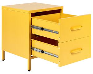 Ocelový noční stolek se 2 zásuvkami žlutý MALAVI