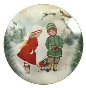 Tác na cukroví Děti na sáňkách 30cm Cuccioli Brandani (barva -barevná s motivem)
