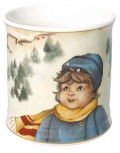 Hrnek na čaj Chlapec a sáńky 350ml Cuccioli Brandani (barva - bílá s motivem)