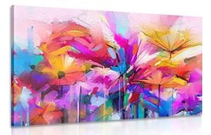 Obraz abstraktní barevné květy - 90x60 cm