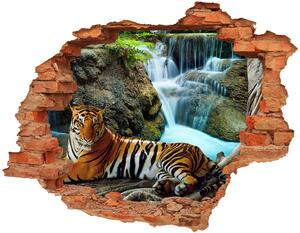 Díra 3D fototapeta nálepka Tygr vodopád nd-c-70563855