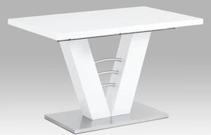 Rozkládací jídelní stůl 120+40x80 cm, bílý lesk HT-510 WT - SKLADEM