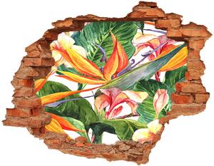 Nálepka 3D díra na zeď Tropické květiny nd-c-71850727