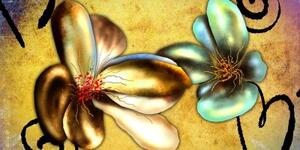 Obraz zajímavé vintage květiny - 100x50 cm