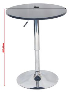 Tempo Kondela Barový stůl s nastavitelnou výškou, černá, průměr 60 cm, BRANY NEW