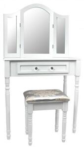Aga Toaletní stolek se 3 zrcadly + taburetem Bílý