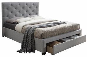 KONDELA Moderní postel s úložným prostorem, šedá látka, 180x200, SantoIa