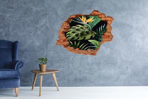Nálepka 3D díra na zeď Tropické květiny nd-c-73937126
