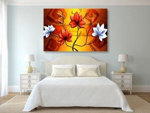 Obraz květiny v etno stylu - 60x40 cm