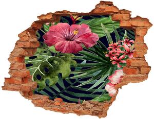 Nálepka 3D díra na zeď Tropické květiny nd-c-74294339